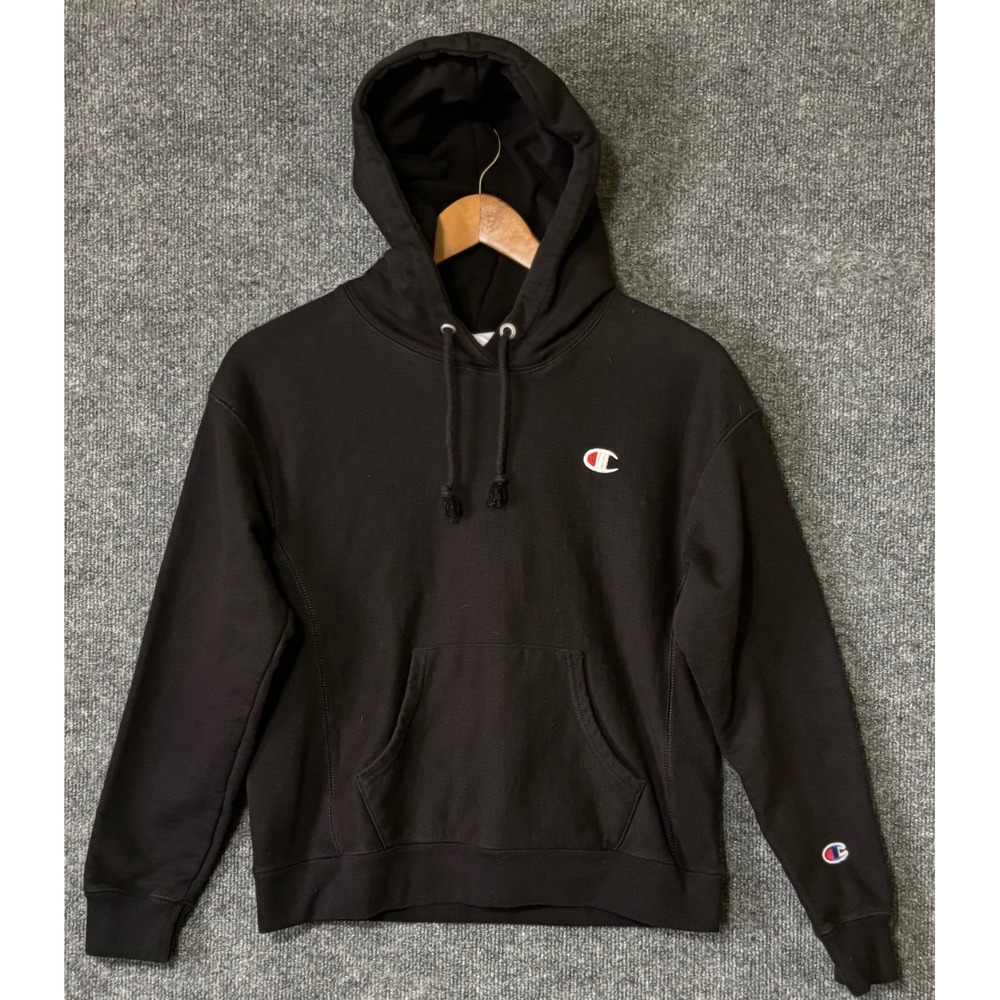 Champion Reverse Weave Women Small Hoodie Black Pullover